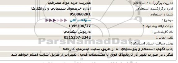 استعلام ، استعلام سولفات آهن