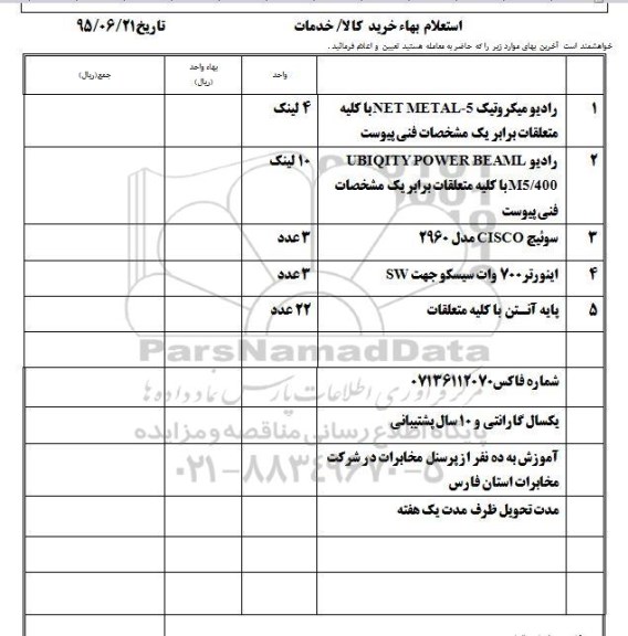 استعلام , استعلام رادیو میکروتیک NET METAL-5