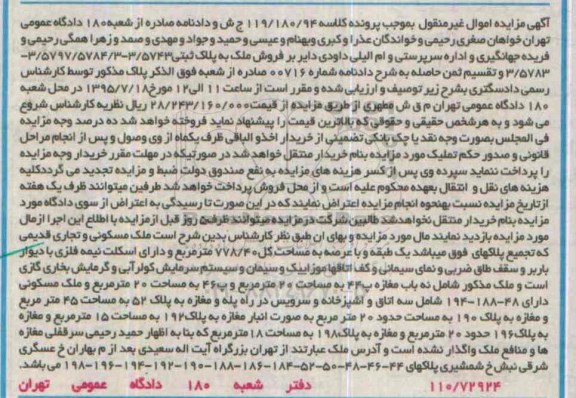 مزایده,مزایده ملک مسکونی و تجاری قدیمی