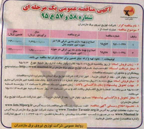 آگهی مناقصه عمومی یک مرحله ای , مناقصه اصلاح و بهینه سازی بندپی شرقی فاز 2 .....