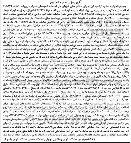 مزایده,مزایده ششدانگ عرصه یک قطعه زمین مرحله دوم 