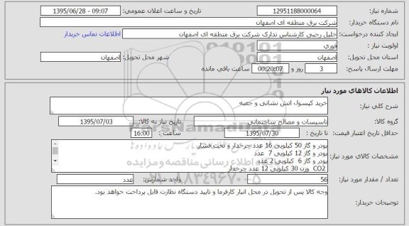 استعلام, استعلام خرید کپسول آتش نشانی و جعبه