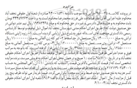 مزایده,مزایده فروش رزوه و تبر کله زن و ...