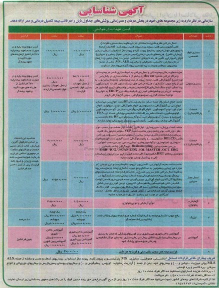 شناسایی زیر مجموعه درمانی در قالب بیمه تکمیلی درمانی