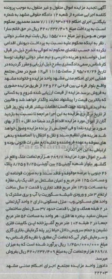 مزایده,مزایده 289.8 هزارم تمامت ملک
