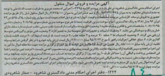 مزایده , مزایده سواری پژو مدل 81
