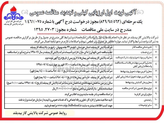 تجدید آگهی ارزیابی کیفی مناقصه عمومی یک مرحله ای,ارزیابی کیفی  تامین نگهبانی از اماکن، ادارات و تاسیسات شرکت