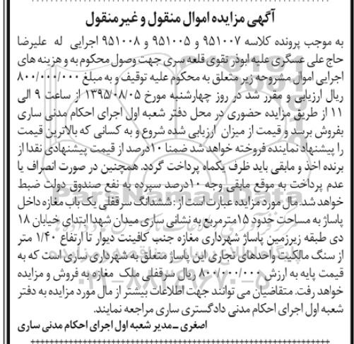 مزایده,مزایده ششدانگ سرقفلی مغازه مساحت 15 متر