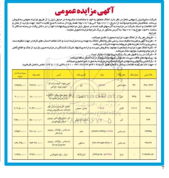 مزایده,مزایده فروش املاک کاربری انبار و کارگاه باغ