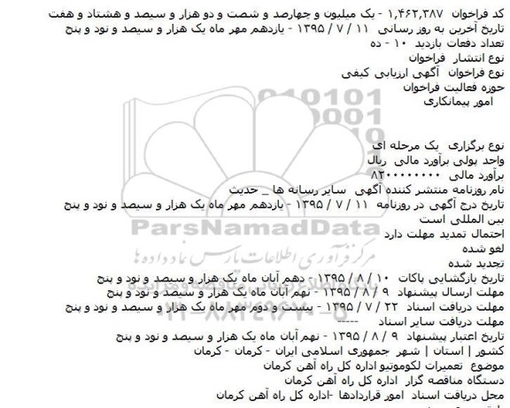 آگهی ارزیابی کیفی,مناقصه  تعمیرات لکوموتیو