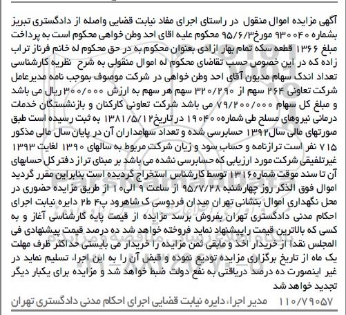 مزایده , مزایده 264 سهم از 320/290 سهم