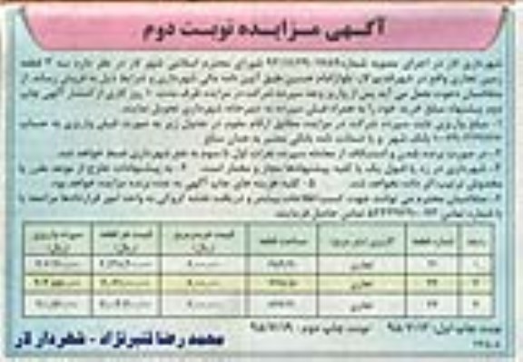 مزایده,مزایده فروش سه قطعه زمین تجاری