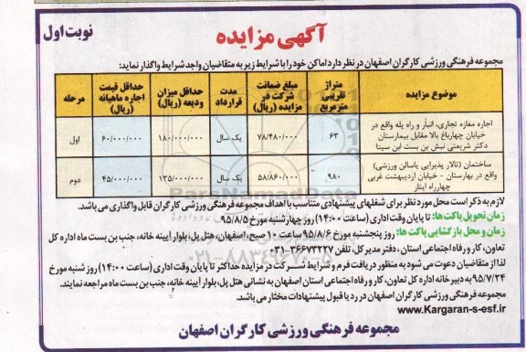 مزایده , مزایده اجاره مغازه تجاری 