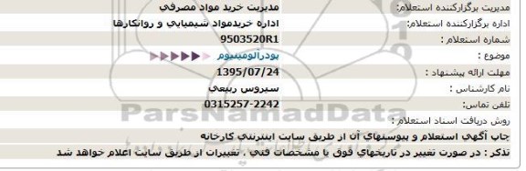 استعلام, استعلام پودر آلومینیوم