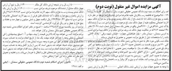 مزایده,مزایده ملک مسکونی به صورت ویلایی زمین مساحت 200متر نوبت دوم 