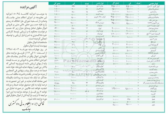 مزایده,مزایده کولر گازی ، صندلی پلاستیکی ، فرش 12 متری ....