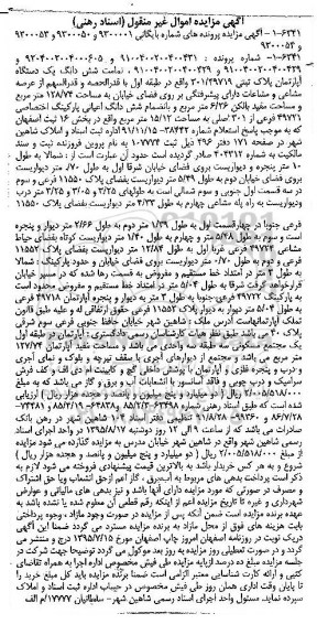 مزایده,مزایده ششدانگ اپارتمان طبقه اول مساحت 128/74مترمربع 