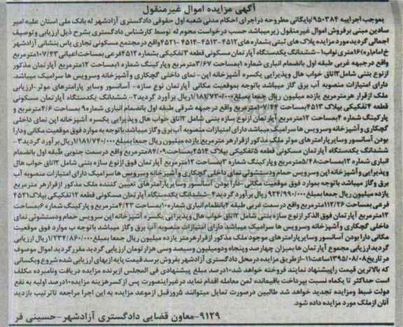 مزایده,مزایده پلاک های ثبتی در مجتمع مسکونی تجاری یاس