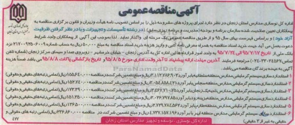 آگهی مناقصه عمومی, مناقصه  استانداردسازی سیستم گرمایشی مدارس