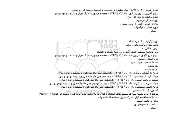 فراخوان , ارزیابی کیفی توان بهينه سازی پست های انتقال و فوق توزيع  