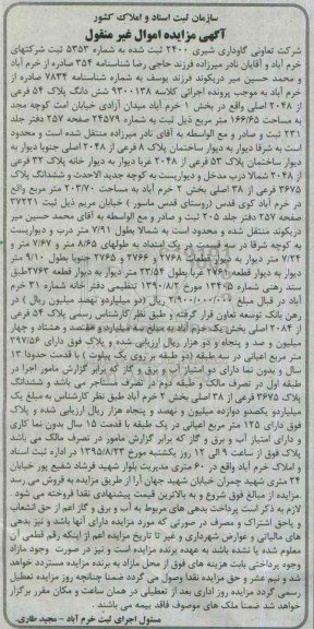 مزایده,مزایده ششدانگ پلاک 54 فرعی از 2048 اصلی