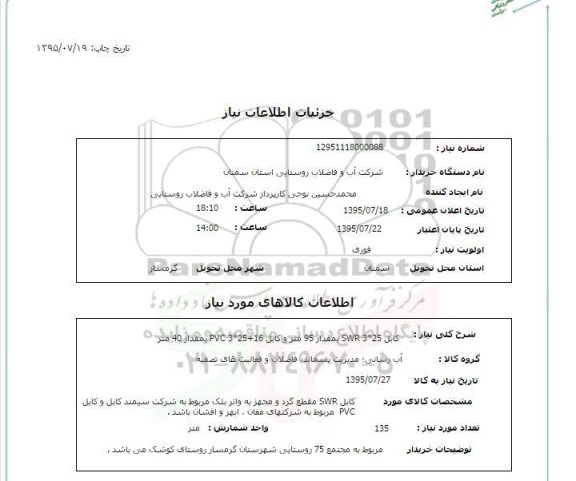 استعلام کابل swr 3*25