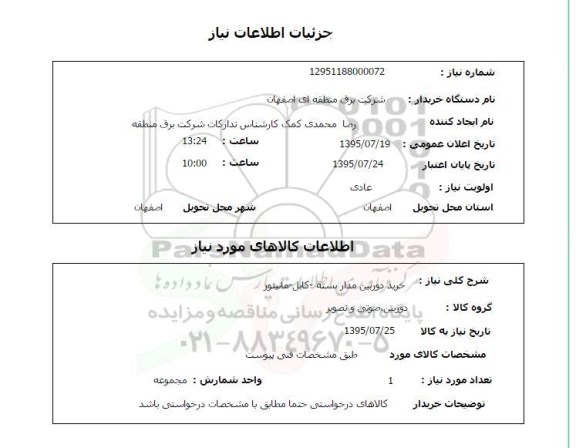 استعلام خرید دوربین مداربسته- کابل- مانیتور