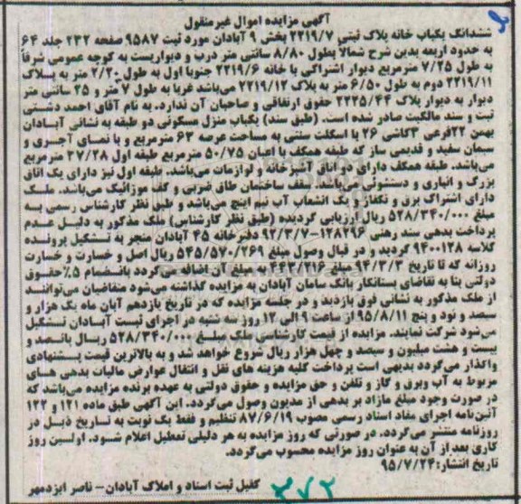 مزایده,مزایده ششدانگ یکباب خانه بخش نه آبادان