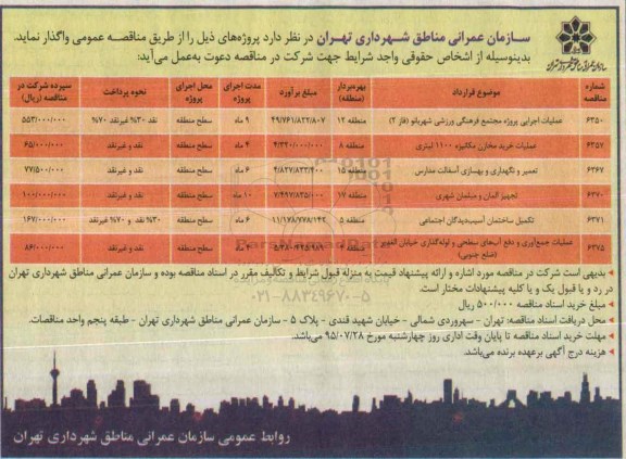 مناقصه عملیات اجرایی پروژه مجتمع فرهنگی ورزشی شهربانو
