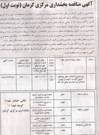 مناقصه,مناقصه زیرسازی و آسفالت معابر روستای حسین آباد ده آخوند...