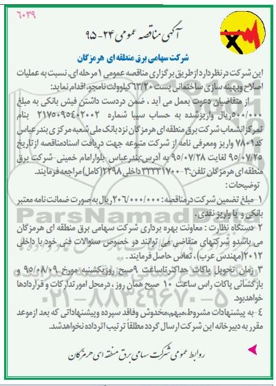 آگهی مناقصه عمومی, مناقصه واگذاری عملیات اصلاح و بهینه سازی ساختمانی 