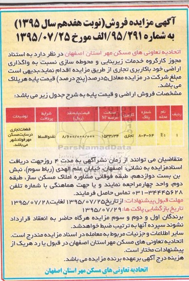 مزایده,مزایده واگذاری اراضی کاربری تجاری نوبت هفدهم 