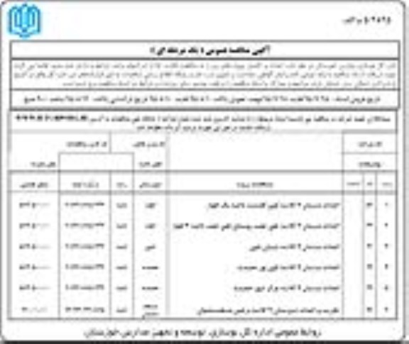 آگهی مناقصه عمومی یک مرحله ای , مناقصه  احداث دبستان 6 کلاسه کوی گلدشت ناحیه یک اهواز...