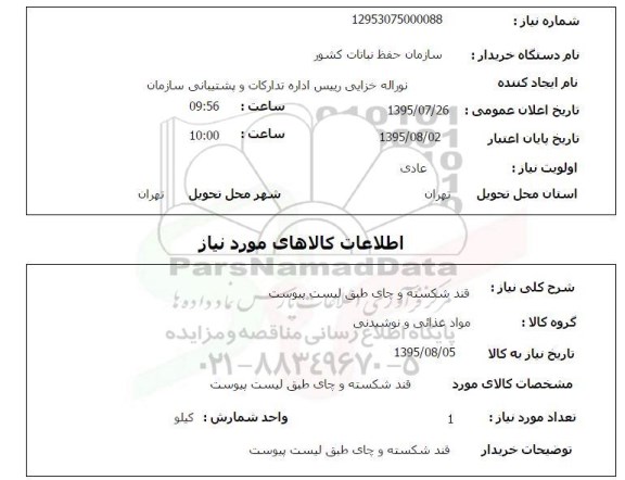 استعلام , استعلام قند شکسته و چای