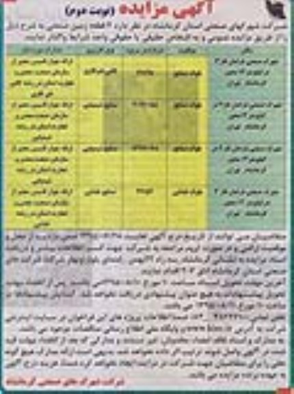آگهی مزایده , مزایده واگذاری 4 قطعه زمین صنعتی نوبت دوم 