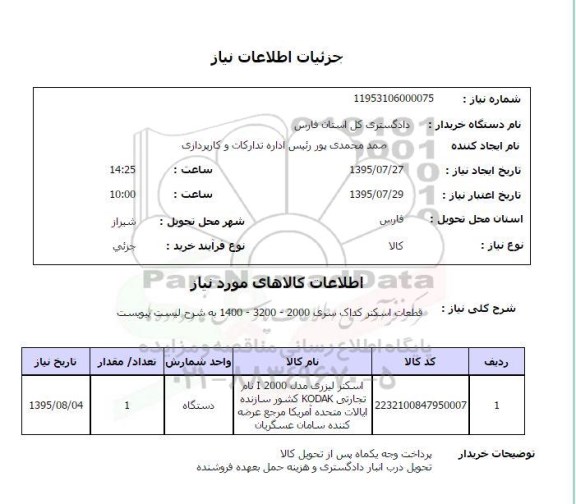 استعلام,استعلام  قطعات اسکنر کداک