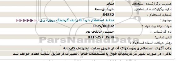 تجدید استعلام خرید 8 ردیف گریتینگ 