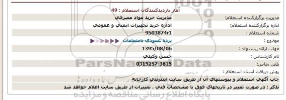 استعلام, استعلام پرده عمودی با متعلقات