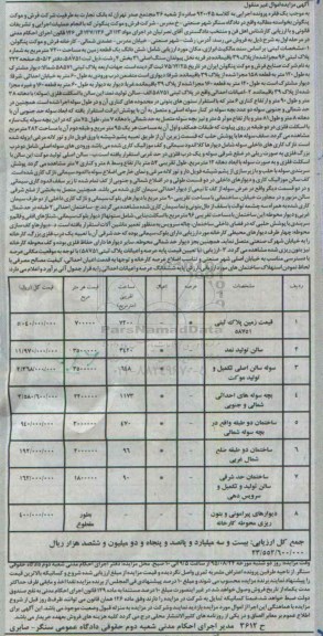مزایده,مزایده ششدانگ زمین به مساحت 7200متر