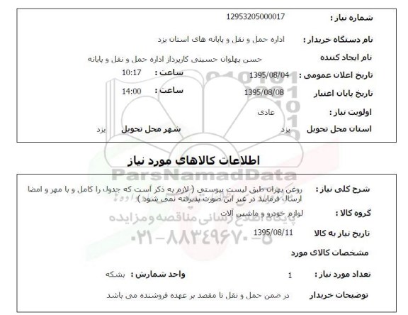 استعلام, استعلام روغن بهرام