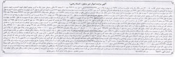 مزایده,مزایده ششدانگ یک واحد تجاری 25.68متر