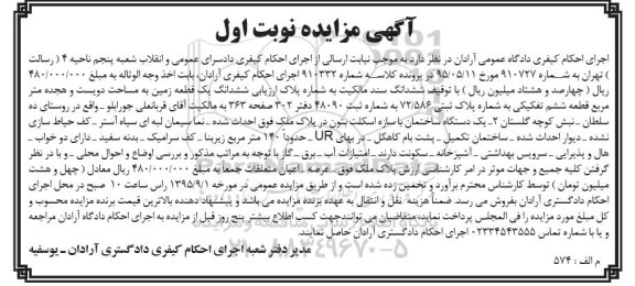 مزایده,مزایده ششدانگ زمین دویست و هجده متر نوبت اول