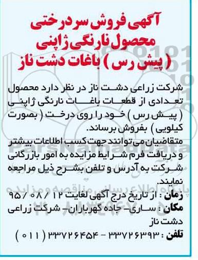 مزایده  تعدادی از قطعات باغات نارنگی ژاپنی