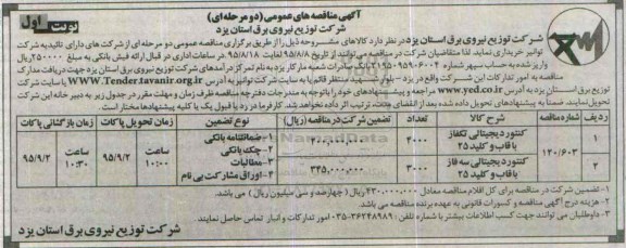 آگهی مناقصه های عمومی, مناقصه خرید کنتور دیجیتالی تکفاز با قاب و کلید 25