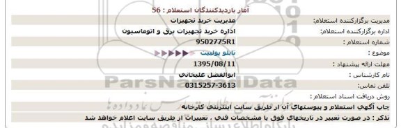 استعلام , استعلام تابلو پولپیت