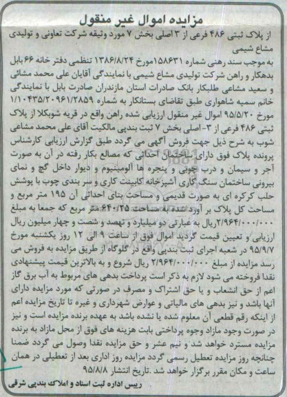 مزایده,مزایده پلاک دارای ساختمان احداثی بخش هفت