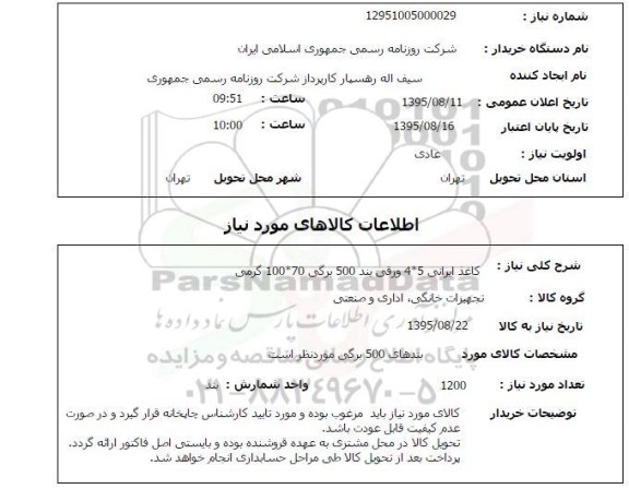 استعلام, استعلام کاغذ ایرانی