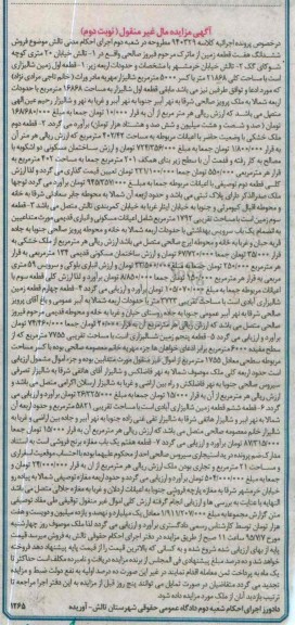 مزایده,مزایده ششدانگ هفت قطعه زمین از ماترک نوبت دوم