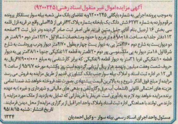 مزایده,مزایده ششدانگ یکبابخانه بخش 16 اردبیل