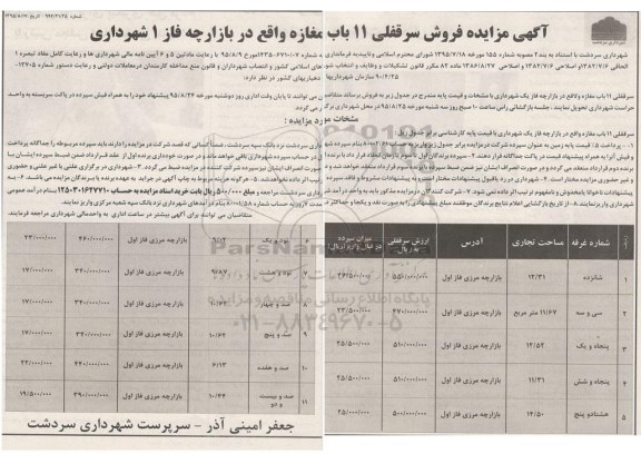 مزایده,مزایده فروش سرقفلی 11 باب مغازه